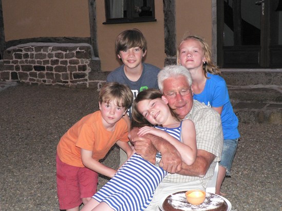 In France with his grandchildren