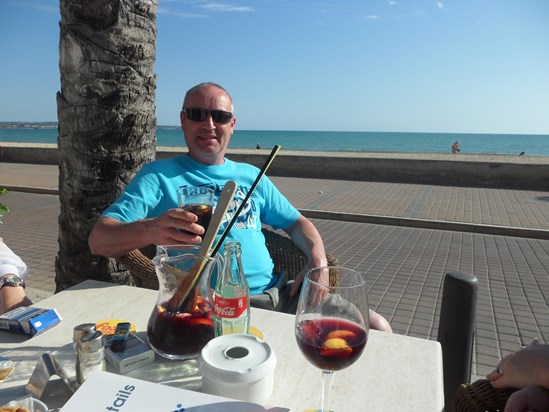 colin enjoying a drink on hols in may, misses you so much Bro xx
