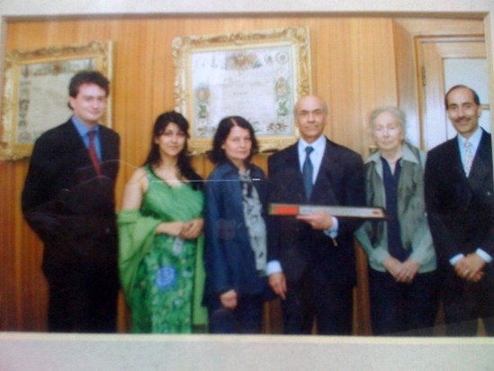 Rajan with his family after receiving the Freedom of the City of London
