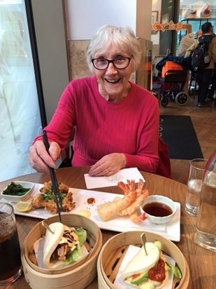I love this picture of my mum. It was a Christmas shopping trip in Oxford so why not try lunch at the Japanese restaurant. Mum loved to try new food ??