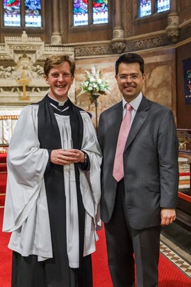 James welcoming Edward Barlow as vicar of St John the Evangelist, Bexley, June 2019