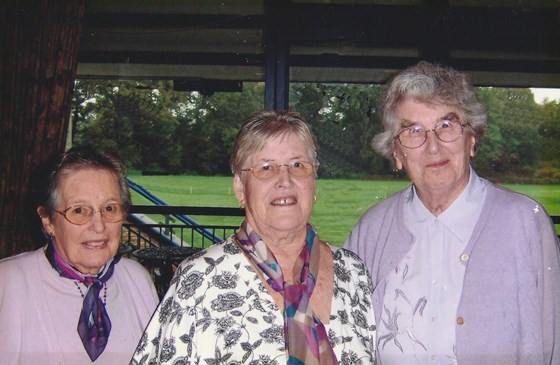 Joan with her sisters in law, Jeannette, Jo