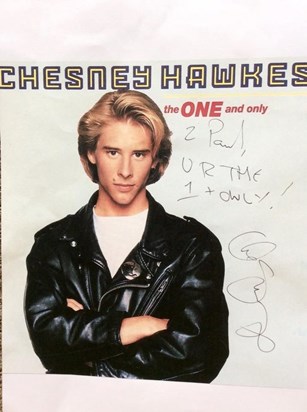 Chesney Hawkes signed picture to Paul