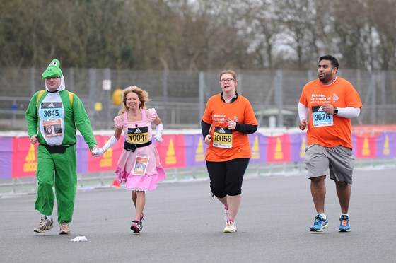 March 2017 Silverstone Half Marathon Team coming in to the finish