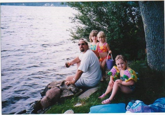 Daddy and sisters at camp