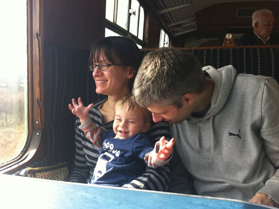 Isaac with his parents, Sophie and Andy
