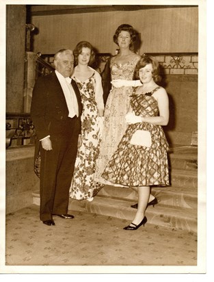 Grandpa Bunny Watts in white tie with Biddy, Brenda and Beryl 