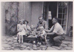 Sarah, Joan and Phillip, with Gill, Fiona and Uncle Bob.  Early days in a long and lasting family friendship (c1956)