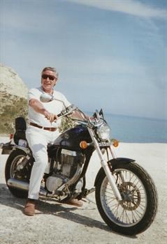 Dad on a motorbike in Cyprus