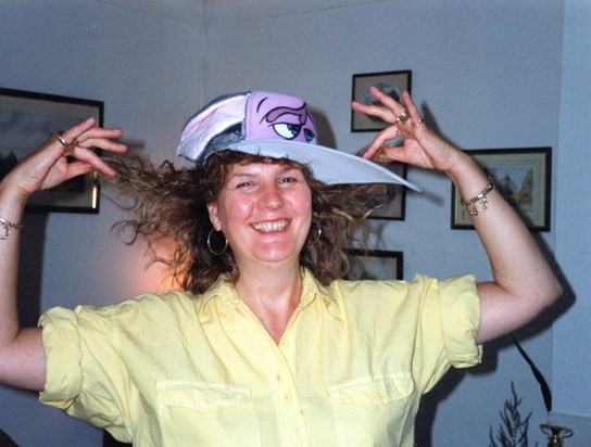 A very funny lady: Patricia in wild hair mode and funny hat