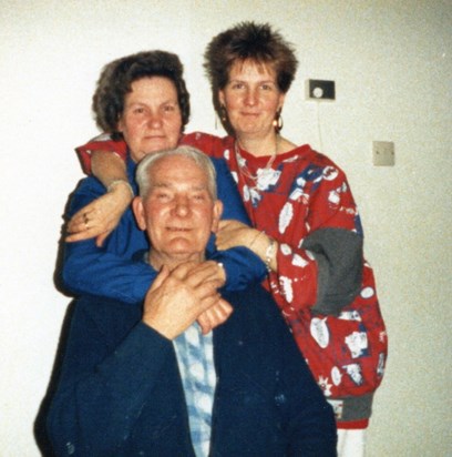 Hugs all round: Patricia with parents Lilly and Ernie