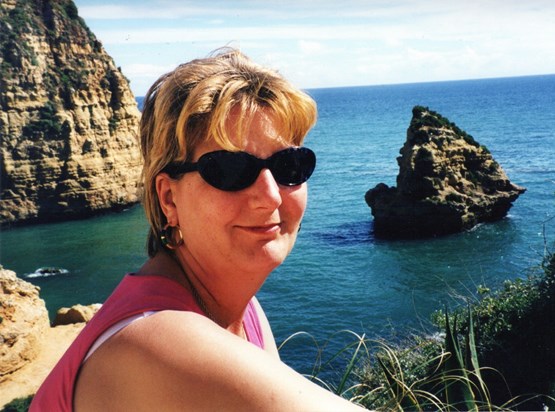 Honeymoon girl: Patricia relaxes near Carvoeiro in Portugal