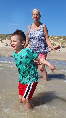 Hey Dune: Patricia with grandson Harry at Camber Sands