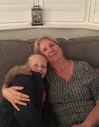 Settee-ing down for a cuddle: Pat with Lynne's granddaughter Grace