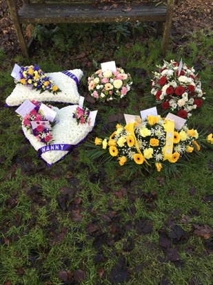 Floral tributes for Norma Kemp