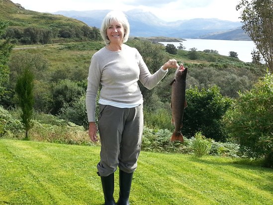 Jo Anne with her salmon from the Inver