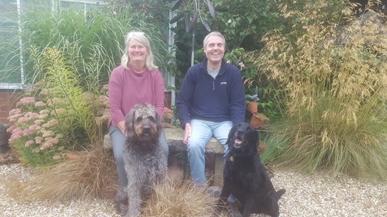 Paul & Coral, With there two beautiful dogs in the garden