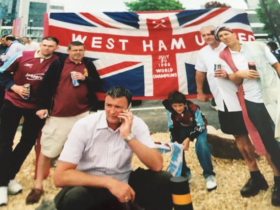 With the ‘66 flag, at the Liverpool final