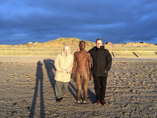 Grandad and dad at Crosby beach xx