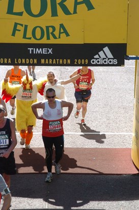 The chicken and the egg finishing the London Marathon