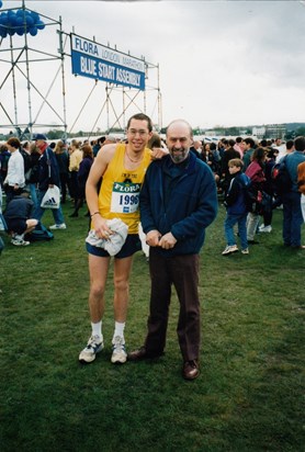 Lee and his dad, London Marathon, around 1998