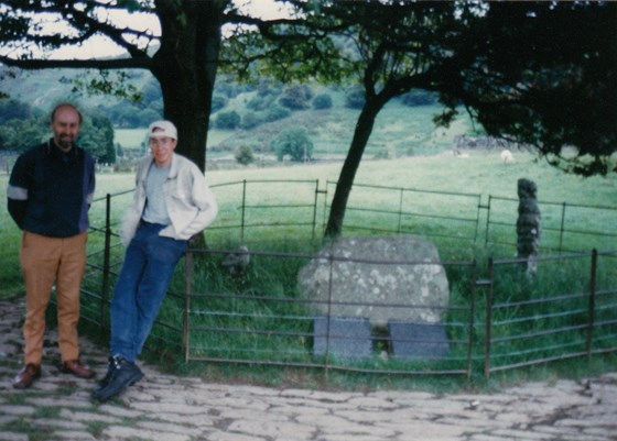 Lee and his dad at Gelert's Grave 1996