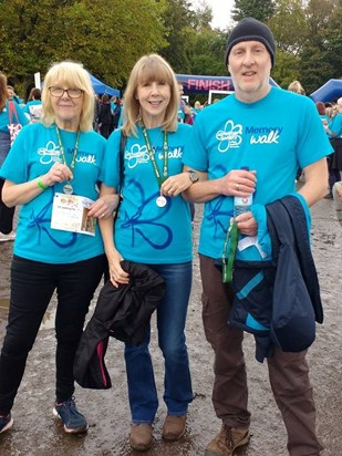 Sandra with sister Susan and brother-in-law Pat, Memory Walk 2017 