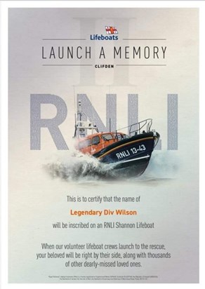 Honouring your name on the new life boat 