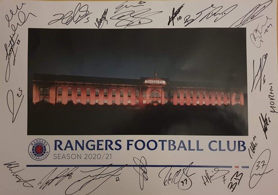 Signed pic and Letter from Ibrox for signed picture to raise money for HNLI