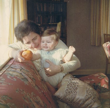 Joan with Ian and an orange