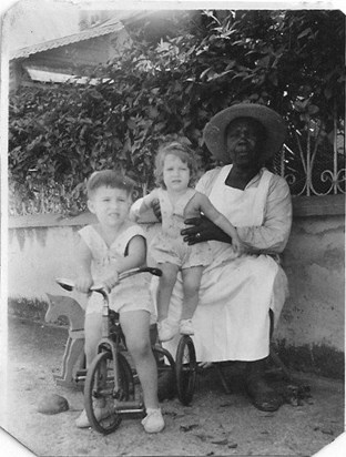 Maria's two oldest children, George & Judith with her much loved Nanny in Trinidad