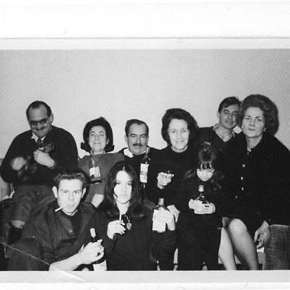 1964 Maria & George with daughters Jennifer & Joanne & cousin Francis Godson & friends