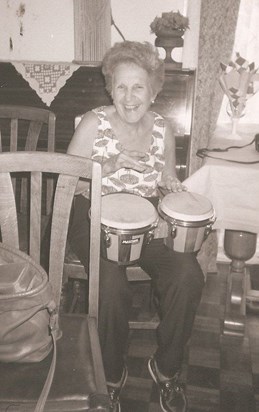 1990 playing the much loved bongos at pre-Notting Hill Carnival party at 92 Haven Lane