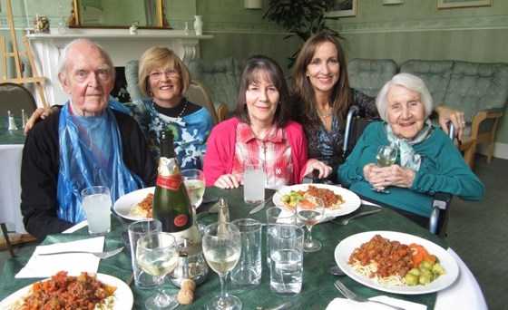 1 May 2012 with daughters Judith, Jennifer & Joanne & friend Bernard at St David's Home