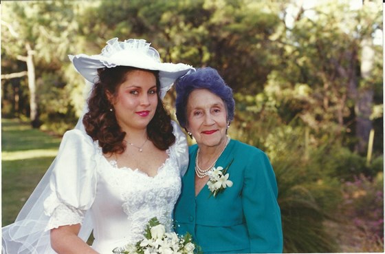 with oldest granddaughter Maria-Ann at her wedding in Perth, Australia