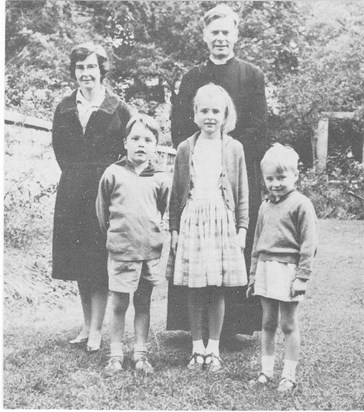 Photo from St Mary's Bathwick parish magazine, 1963.  The new Rector and his family.