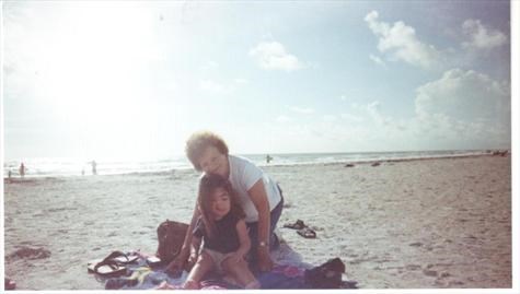 Grandma and Tay at the beach