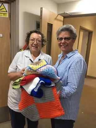 Jenny started this project at Christmas when she found very few lap blankets at the hospice. 