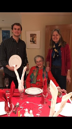 Grandson Elliot, Mama and Phillippa about to enjoy a fabulous Christmas dinner together xx