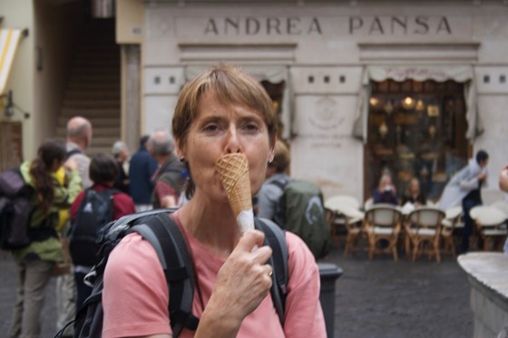 Enjoying an ice cream in Italy