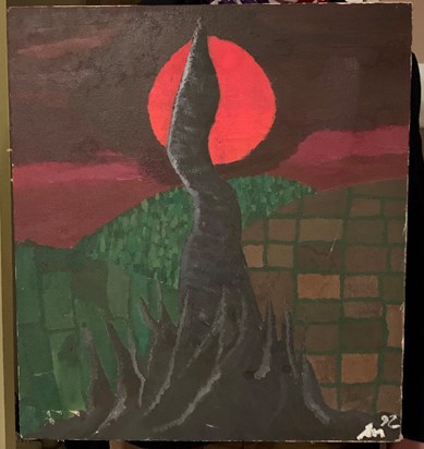 Jon's Painting circa '92 - memorizing, magickal and mysterious.  No title but I called it 'The Twisted Tower'.