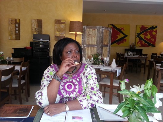 Efua at a restaurant in Accra early 2014
