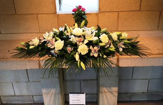 Floral tributes for Angela Mallett