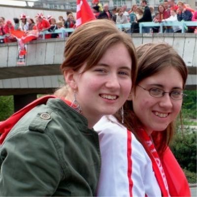 Liverpool and the FA Cup parade: Mel and Becky at Liverpool after the FA Cup Final win in 2