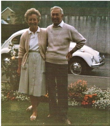 Auntie and Uncle with the Beetle in the background.