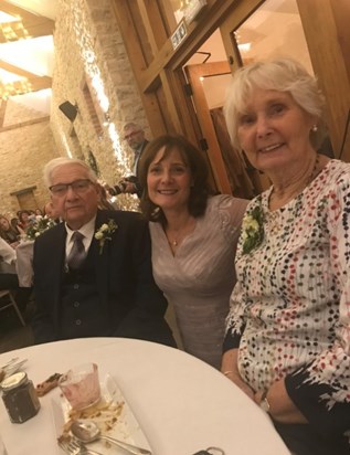 Vicky with her Mum and Dad at Beth and Hugo’s wedding Dec 8th 2018 