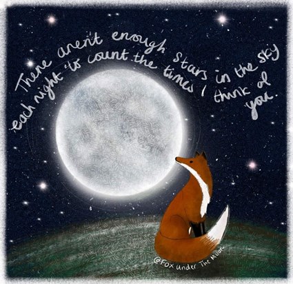 Fox under the moon artwork. 