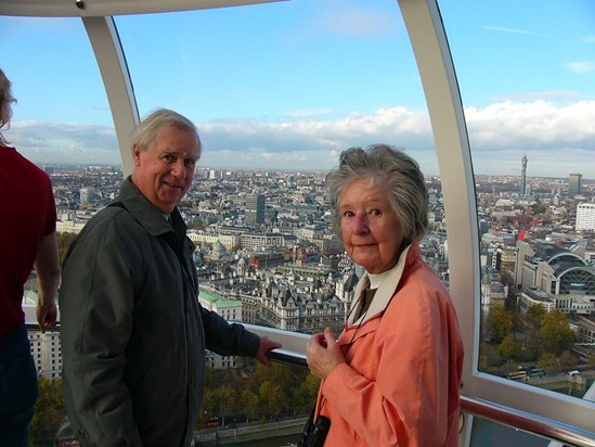 On the London Eye with Joy, 2003
