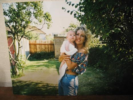 Adam, 3 months old, with mum.  Summer 88