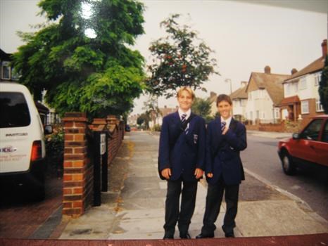 Adam & Jamie 1st day at Chis & Sid  Sept1999